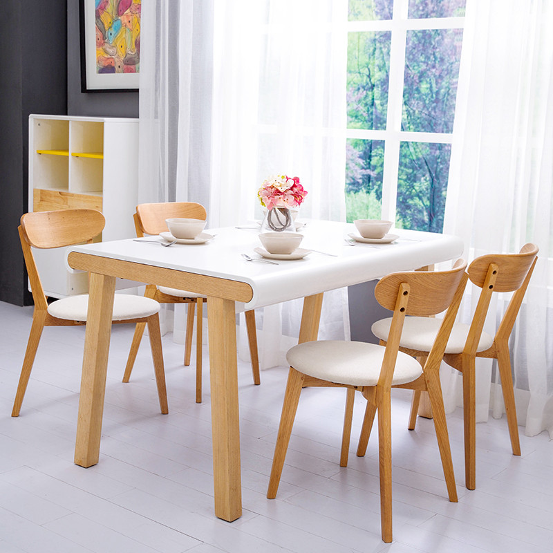 斯品家居 利维餐桌椅组合 现代简约中小户型餐桌 实木餐桌椅组合 家用