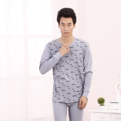 AB内衣AB男士纯棉圆领印花舒适棉毛秋衣秋裤套装S861