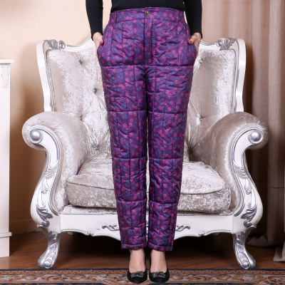 余果贝尔(YoungBell)2017秋冬新款加厚中老年女装羽绒棉裤大码加肥妈妈装高腰保暖裤棉裤