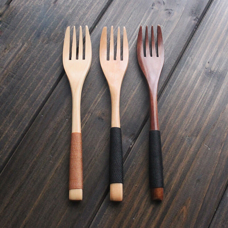 水果叉 木叉子 楠木叉 精致可选双色缠线木叉