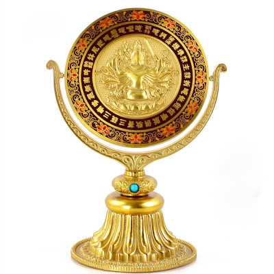 吟秀 纯铜准提镜密宗修行法器准提 佛具景泰蓝鎏金 佛母佛教用品