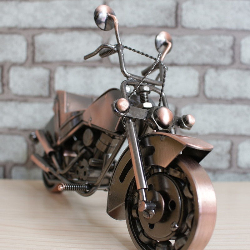 铁艺摩托车模型摆件创意工艺品家居装饰品创意生日礼物男生复古铜色