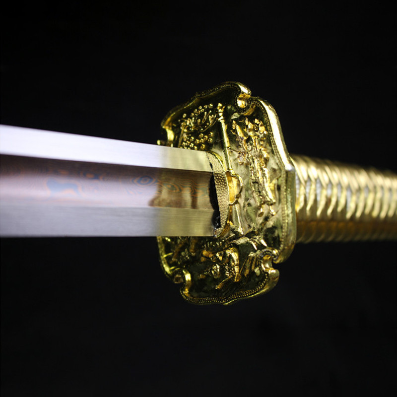 佳慕斯(camorese)原木汉剑直刀 花纹钢唐剑打刀 龙泉宝剑 未开刃