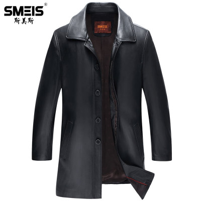 皮衣男中长款风衣男装中老年衣皮大衣加大码