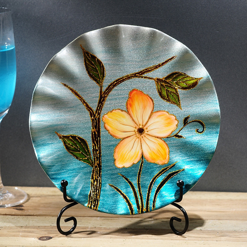 手绘陶瓷装饰盘 摆盘 工艺品 客厅挂盘摆件 欧式家居装饰品 礼品-秋日