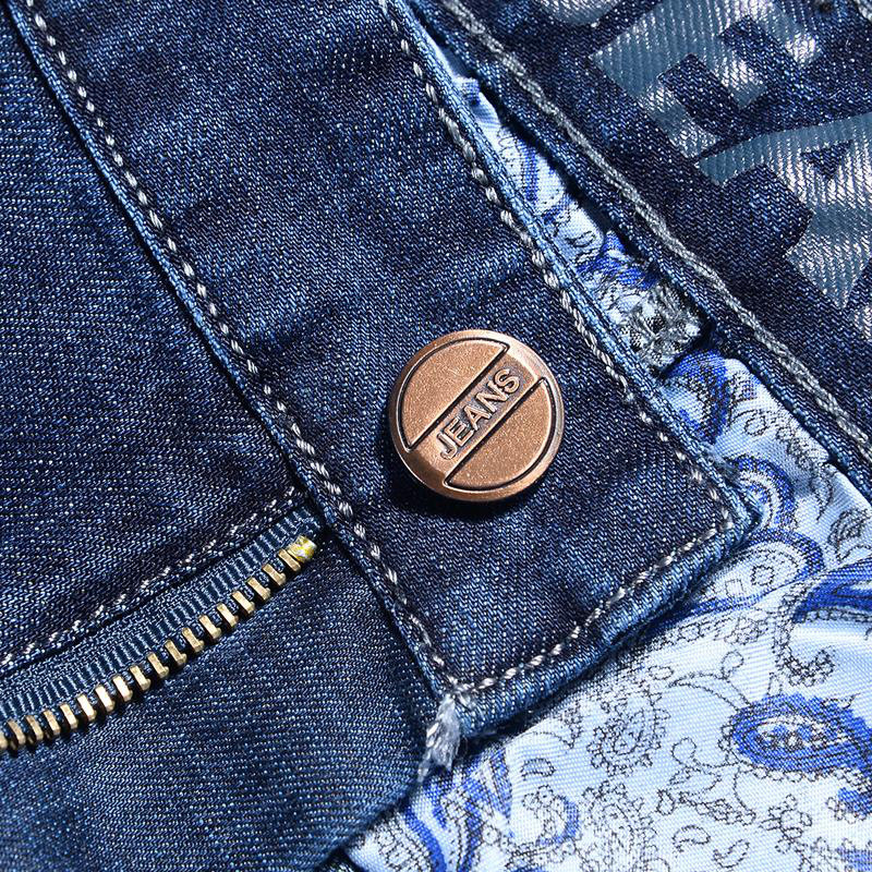 魅言魅语皇冠苹果牛仔裤男秋季直筒修身商务休闲长裤子