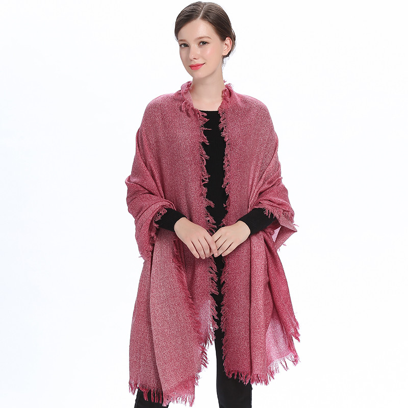 恒源祥女士纯羊毛大披肩围巾两用秋冬保暖