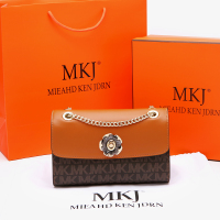 MKJ欧美时尚牛皮山茶花女包小mk链条包女斜挎 小众 质感腋下百搭小方包