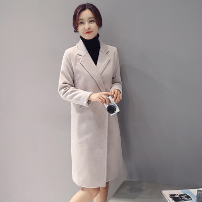 莞馨(wanxin)冬天粉色妮子呢绒大衣女中长款学生秋冬尼子双面呢子外套加厚显瘦