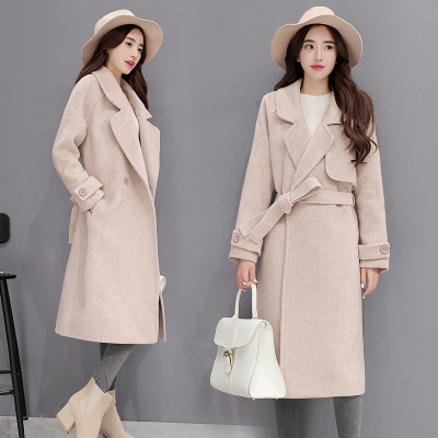 莞馨(wanxin)新款欧洲站毛呢外套女时尚中长款大码女装韩国东大门新款羊绒呢大衣潮