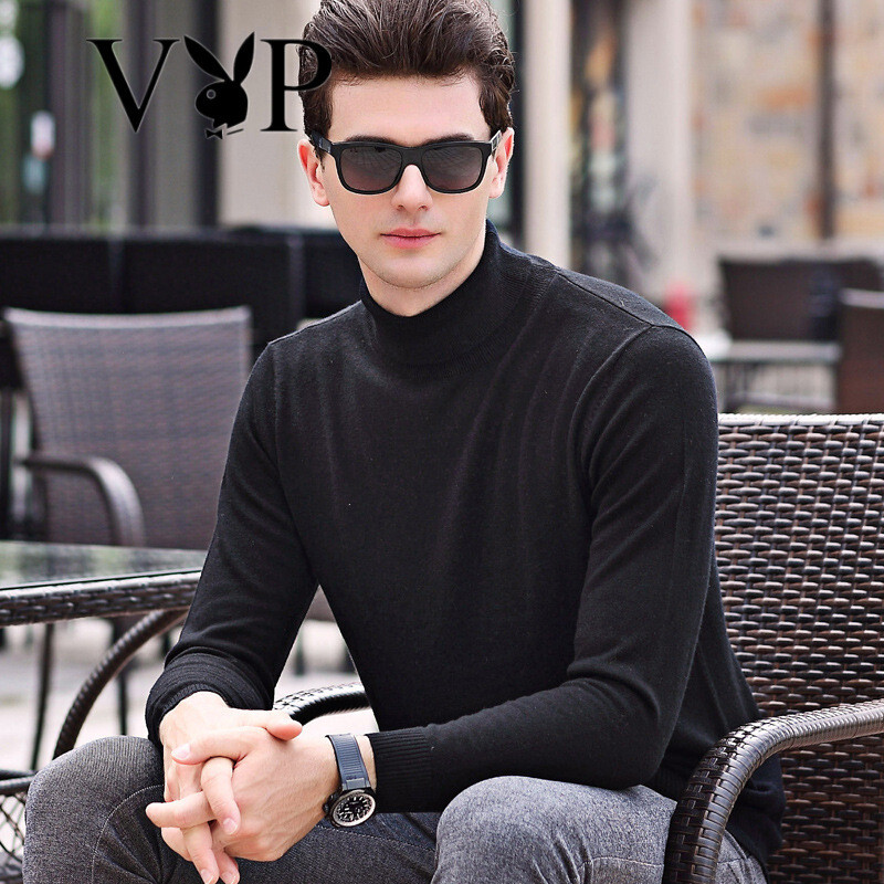 花花公子贵宾112/6欧美英伦高领毛衣街拍绅士复古纯色针织衫不低