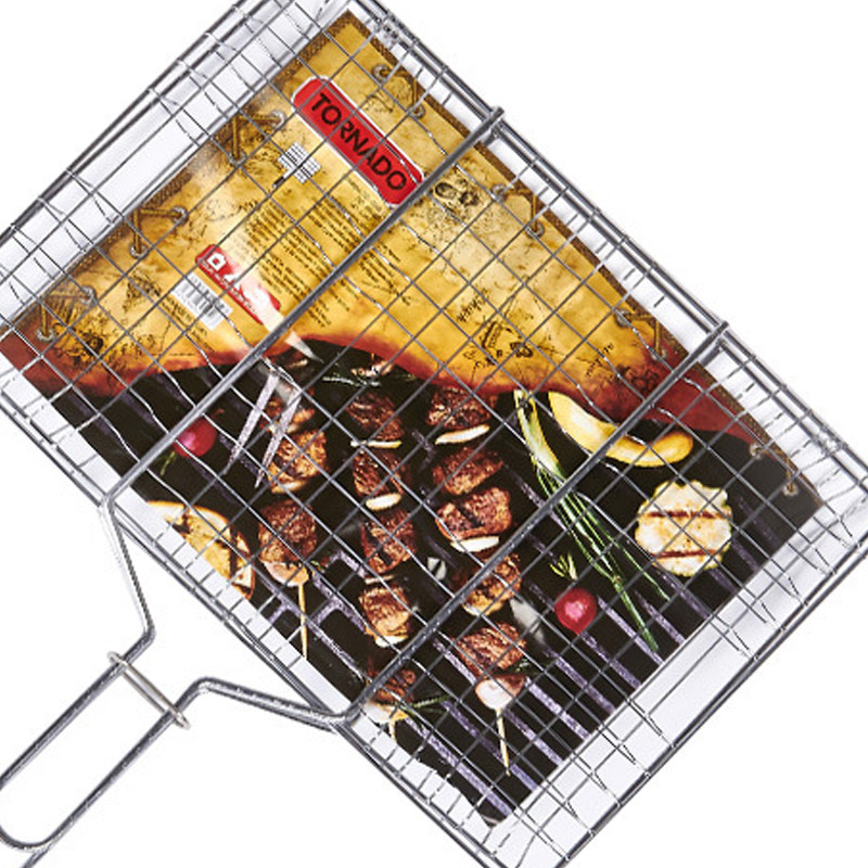 雷诺斯 z001户外烧烤配件 特大烤鱼夹 汉堡夹 加厚型烧烤工具