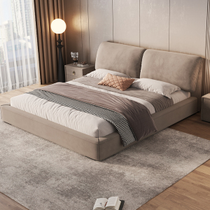 景山百岁 豪华现代皮床主卧双人床简约1.5米1.8米储物婚床软包床卧室家具6608