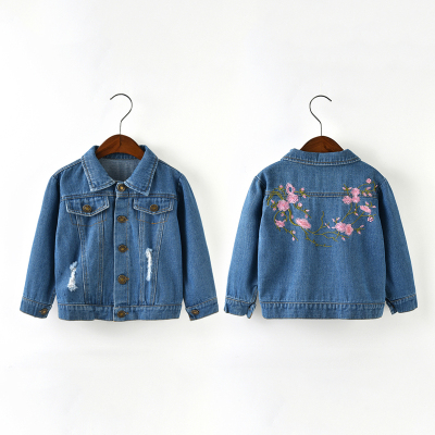 儿童牛仔外套宝宝牛仔服童装2018新款春秋装 女童开衫外套绣花潮