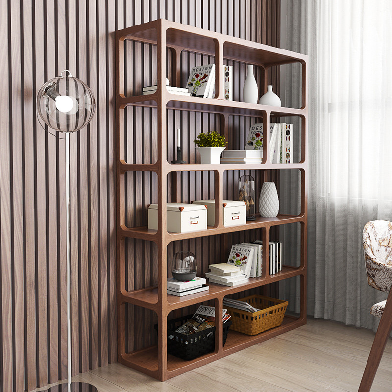 现代北欧实木书架创意隔断客厅镂空玄关柜门厅柜置物架实木间厅柜