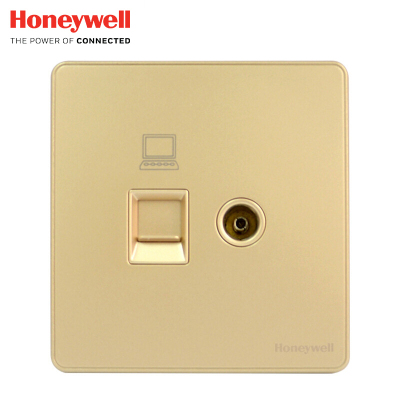 霍尼韦尔（Honeywell）开关面板插座优雅系列金色电视电脑插座86型电视信息插座电视网络网线宽带墙壁插座