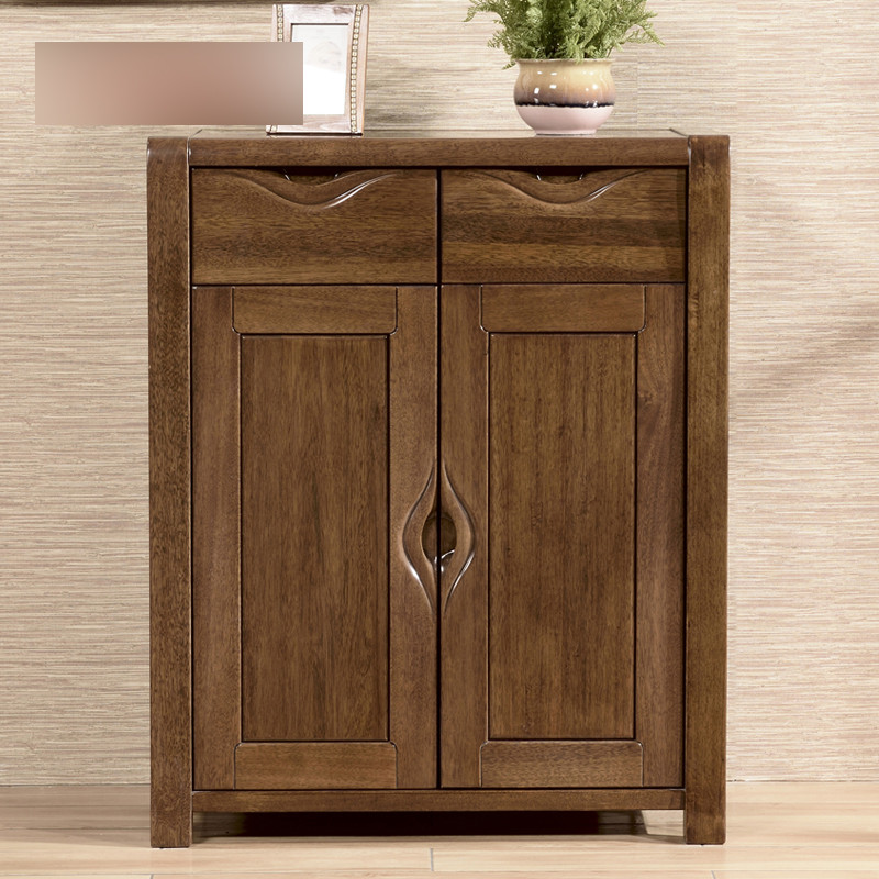 淮木(huaimu)新中式现代纯胡桃木鞋柜两门对开门储物柜实木鞋柜