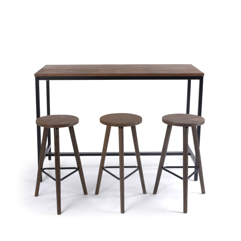 千住明小简复古做旧工业餐桌高吧桌咖啡铁艺厅吧台桌椅美式长吧台桌