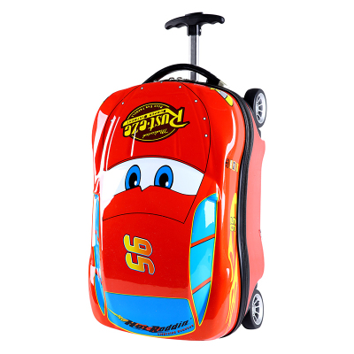 KAIPULISI 18寸单拉杆儿童小学生pc拉杆箱行李箱小女孩旅行箱 红色3D汽车人18寸拉杆箱防水