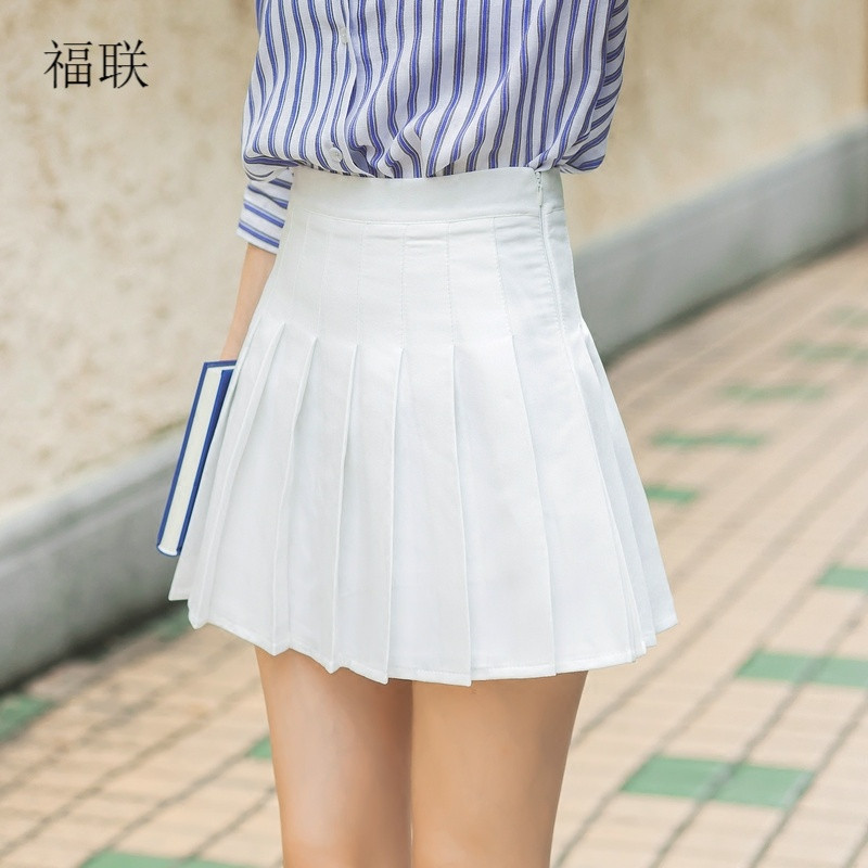 夏季半身裙短裙女文艺清新显瘦高腰韩版学院风网球裤裙a字百褶裙820