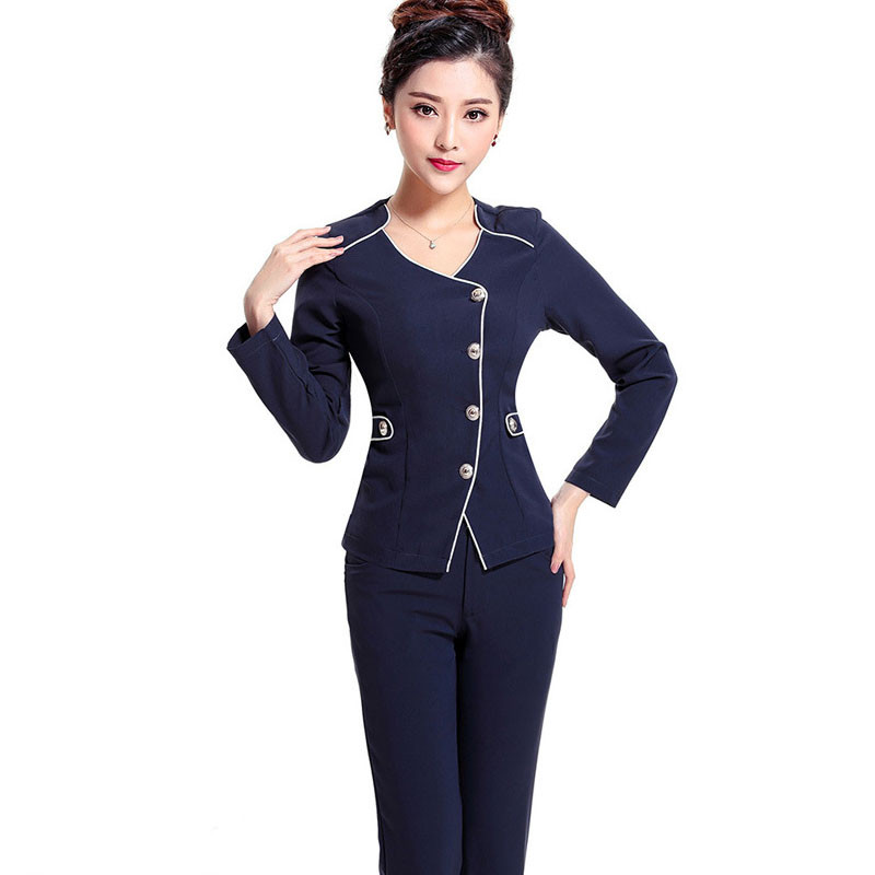 嘟嘟美倍尔 秋冬长袖酒店酒吧ktv公关小姐制服套装 足浴技师工衣工作