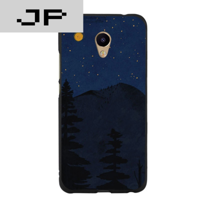 JP潮流品牌 宁静的夜晚魅 魅蓝e简约手机壳 文艺手绘女款包边意境保护套软