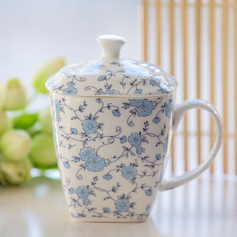 450ml时尚创意生活日用水具水杯男女士杯子学生杯子带盖方杯办公茶杯