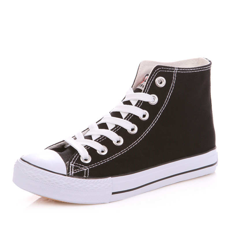 人本经典款帆布鞋情侣鞋 韩版潮 纯色高帮休闲鞋 平底帆布男鞋1159