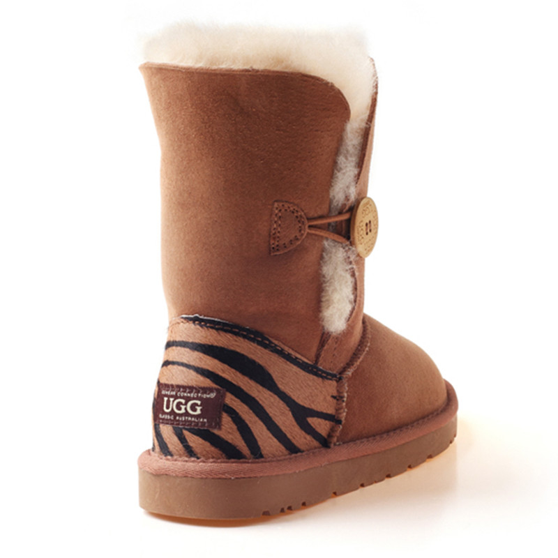 ozwear ugg ob013女士冬季羊毛一體靴子 中筒鈕釦款雪地靴 戶外 休閒