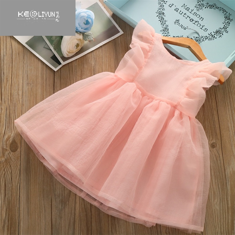可莉允时尚品牌唯美女童蓬蓬纱连衣裙儿童色宝宝礼服裙公主裙2017夏季