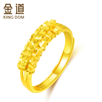 金道满天星仿钻车花黄金戒指2017新款足金女戒