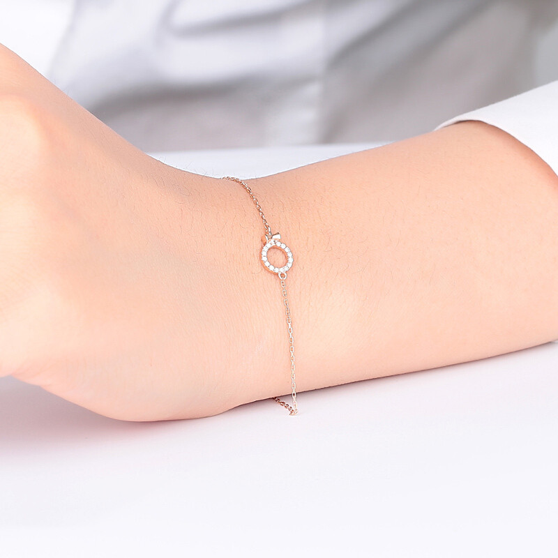 罗曼蒂珠宝18k玫瑰金钻石手链女款时尚简约腕饰链子需定制