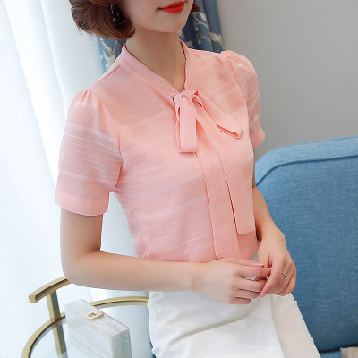 薇侣2017新品女夏装时尚新款百搭小衫韩版上衣服夏天雪纺打底衫