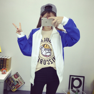 薇侣2017新品新款原宿BF风宽松休闲运动外套学生班服情侣装