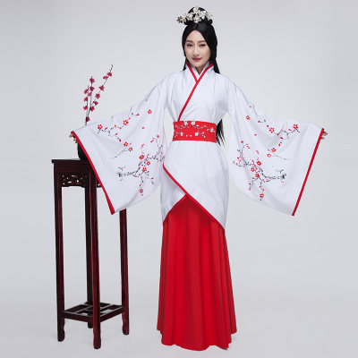 娉语古装改良汉服女装秋冬一剪梅绣花曲裾双绕交领深衣演出舞蹈服套装