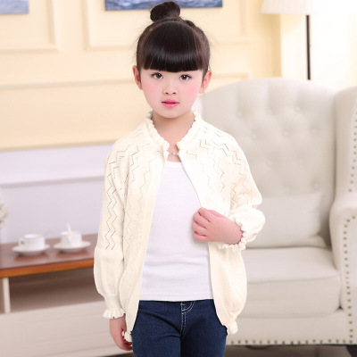 春秋新款针织衫儿童毛衣外套上衣韩版时尚童装花边w