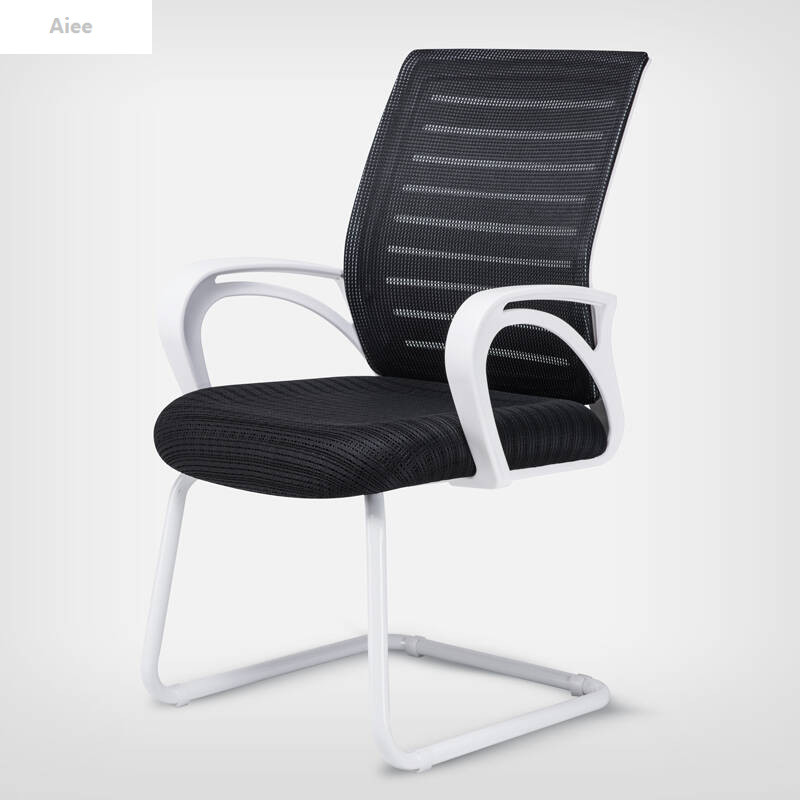 aiee家用电脑椅办公椅老板椅时尚转椅游戏弓形椅职员椅座椅子白 黑