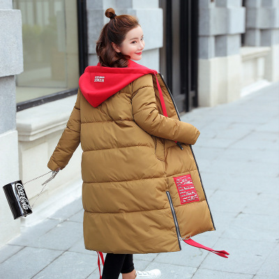 顺崇2017冬季新款韩版羽绒棉服女拼接面包服学生百搭中长款棉衣女