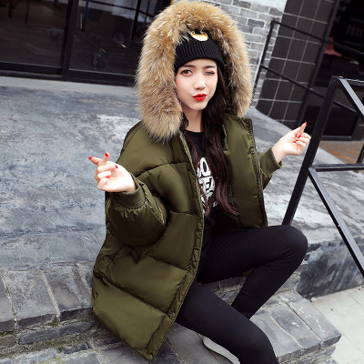 顺崇2017冬季韩版棉衣女中长款外套加厚宽松加大码羽绒棉服9832#