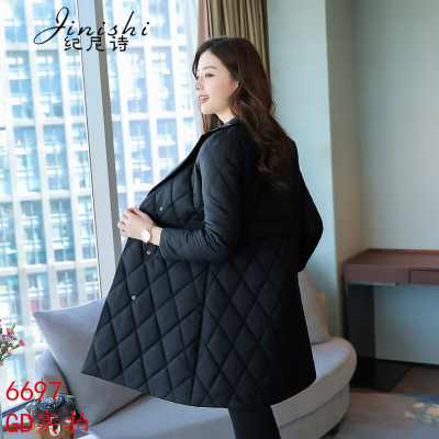 纪尼诗(Jinishi)2018秋冬新款2018秋冬季女装新款中长款轻薄西装领薄款羽绒服女外套韩版潮
