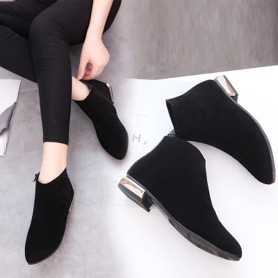 qma新款2017冬季女靴春秋单靴磨砂百搭女靴短女粗跟马丁靴英伦靴子裸靴女定制