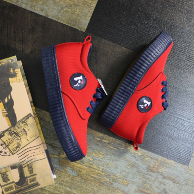 qma新款新款红色帆布鞋女厚底布鞋低帮增高休闲鞋百搭韩版系带学生板鞋定制