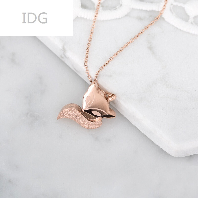 idg3镀金狐狸项链女锁骨链短款日韩简约未镶嵌学生配饰生日礼物