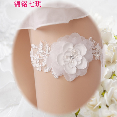 锦铭七玥欧式新娘袜带吊袜带 蕾丝腿环 婚礼用品 戒枕套