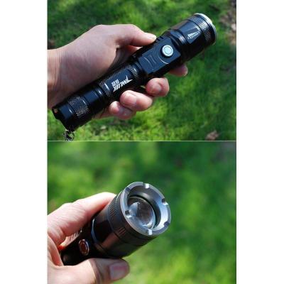 家用强光手电筒充电t6变焦远射led户外骑行手电筒带USB