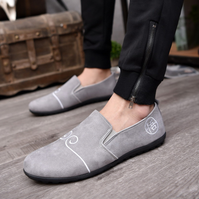 春季新款套脚老北京男鞋子休闲豆豆鞋精神社会小伙懒人鞋布鞋