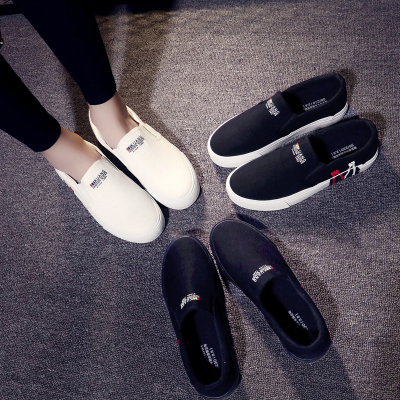 平底潮鞋女帆布鞋春季新款韩版百搭情侣鞋休闲鞋一脚蹬懒人鞋