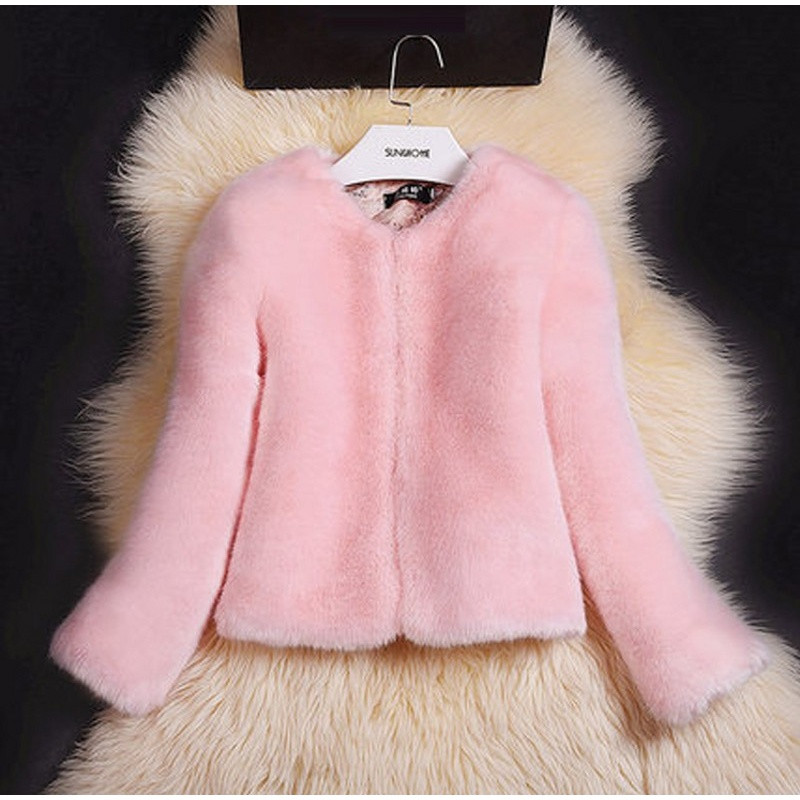 韩版兔绒上衣 修身圆领高仿真兔毛小款皮草外套女 短款特价