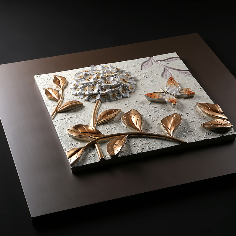 浮雕画立体装饰画客厅现代简约树脂画沙发背景墙三联无框壁画挂画