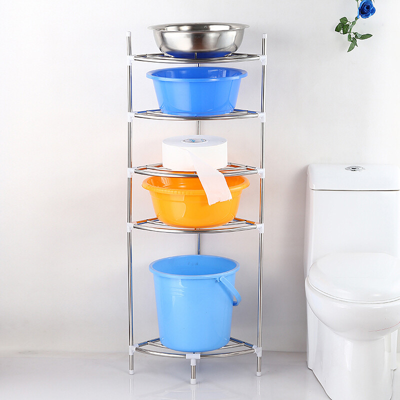 卓品佳不锈钢脸盆架三角浴室置物架厨房卫生间三角收纳架多层落地盆